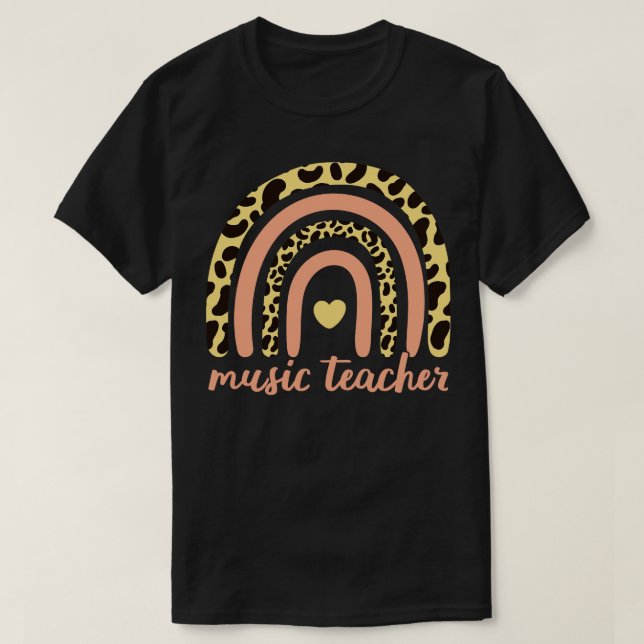 Music Teacher II Leopard Rainbow T Shirt (Design framsida)