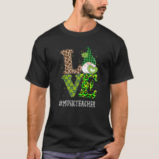 Music Teacher Kärlek St patricks day Gnome Leopard T Shirt