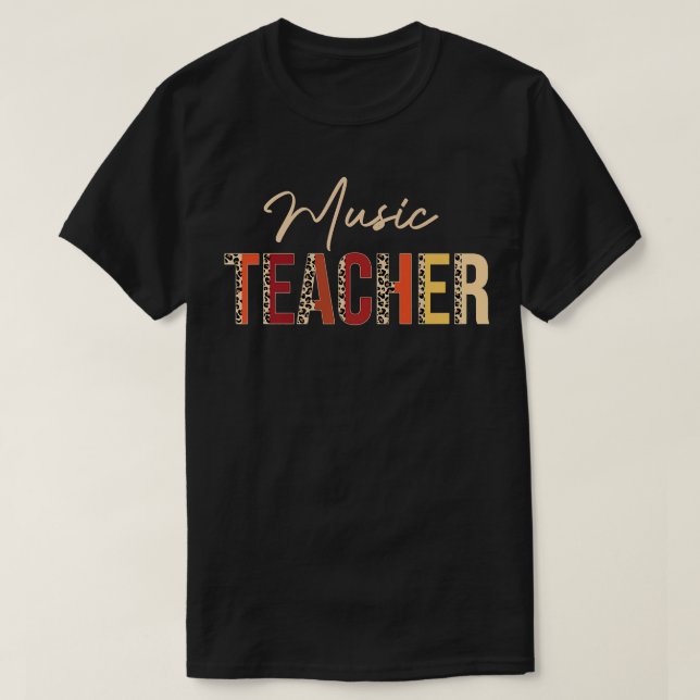 Music Teacher leopard Fall Autumn Älskare Thanksgi T Shirt (Design framsida)