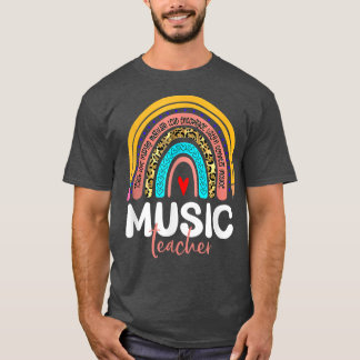 Music Teacher Leopard Rainbow Back to school Music T Shirt