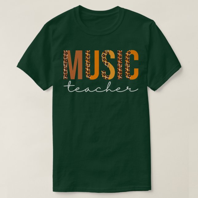 Music Teacher leopard Squad Cute Fall Höst tack T Shirt (Design framsida)