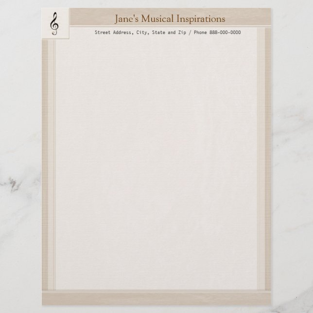 Music Teacher Letterhead Stationary Brevhuvud (Framsida)