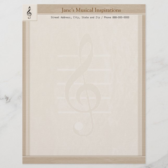 Music Teacher Letterhead Stationary Brevhuvud (Framsida)