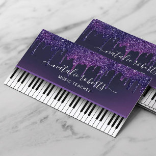 Music Teacher Modern Lila Drifts Piano Nycklar Visitkort