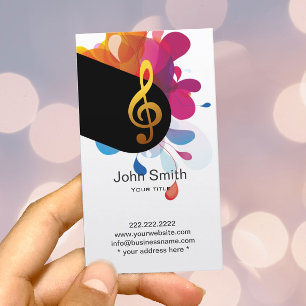 Music Teacher Modern Treble Clef Elegant Visitkort
