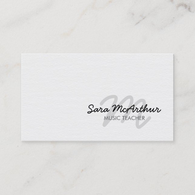 Music Teacher Monogram Business Card Visitkort (Framsida)