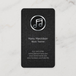 Music Teacher Music Note Black Grunge BusinessCard Visitkort