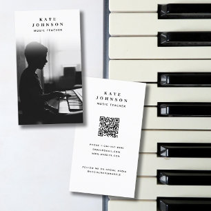 Music Teacher Musician Photo Social Media QR-kod Visitkort