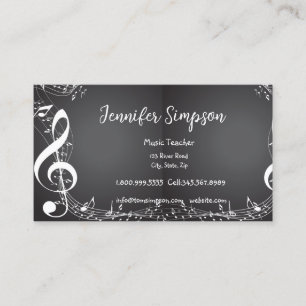 Music Teacher Musik noter Piano Guitar Band Busi Visitkort