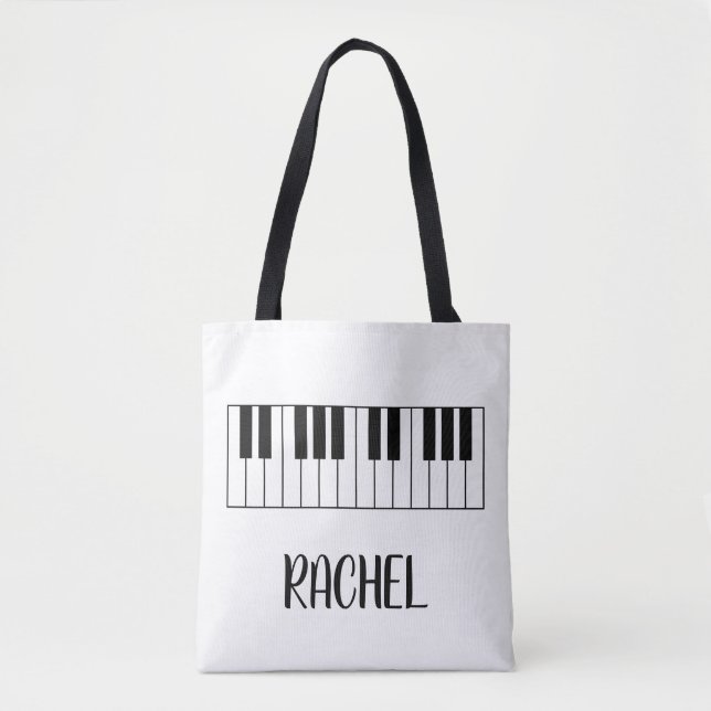 Music Teacher Piano Keyboard Personalized Name Tygkasse (Framsida)