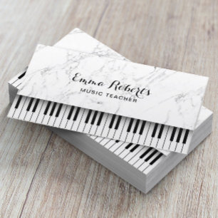 Music Teacher Piano Nycklar Elegant White Marble Visitkort
