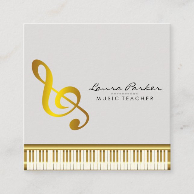 Music Teacher Piano Tangentbord Musician Pianist Fyrkantigt Visitkort (Framsida)