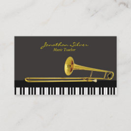Music Teacher Piano Tangentbord och Trombone Visitkort
