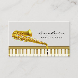 Music Teacher Piano Tangentbord Saxophone Musician Visitkort