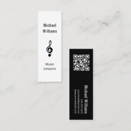 Music Teacher QR-kod Minimalist Treble Clef Mini Visitkort