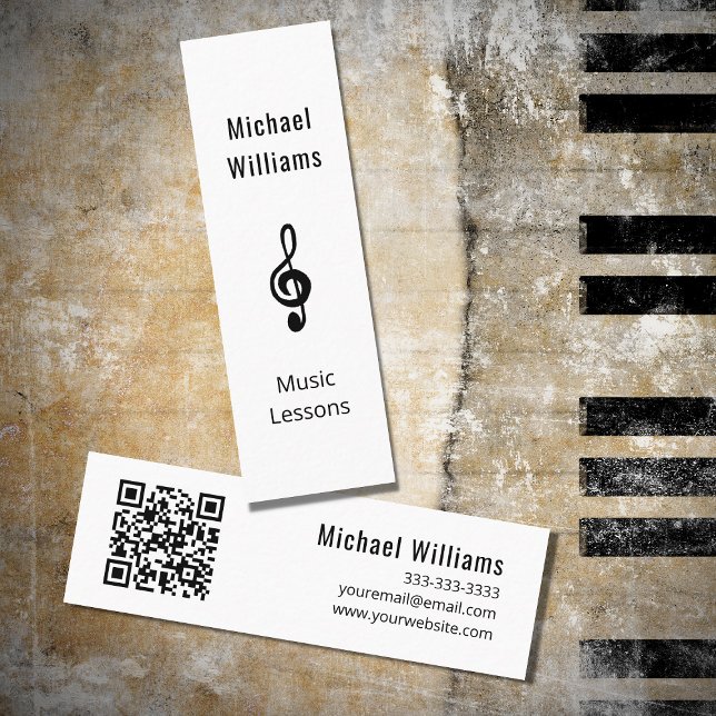 Music Teacher QR-kod Simble Treble Clef Mini Visitkort (Skapare uppladdad)