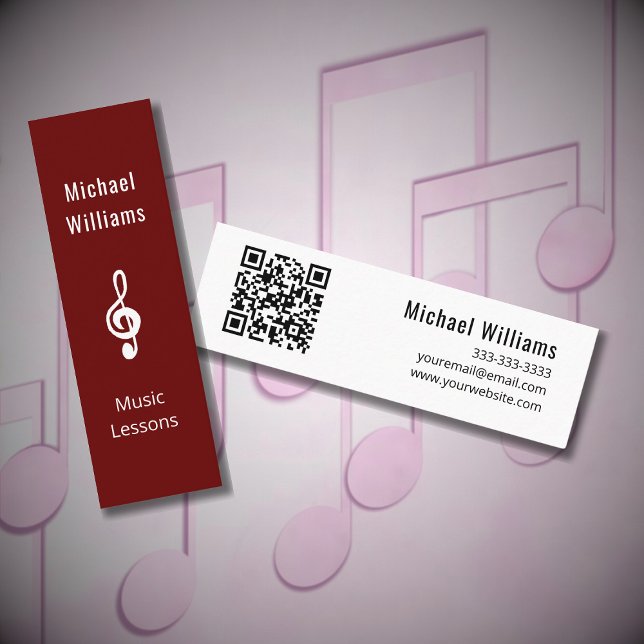 Music Teacher QR-kod Simble Treble Clef Mini Visitkort (Skapare uppladdad)