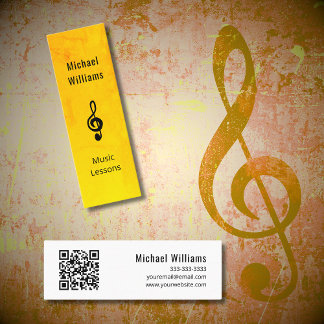 Music Teacher QR-kod Simple Guld Treble Clef Mini Visitkort