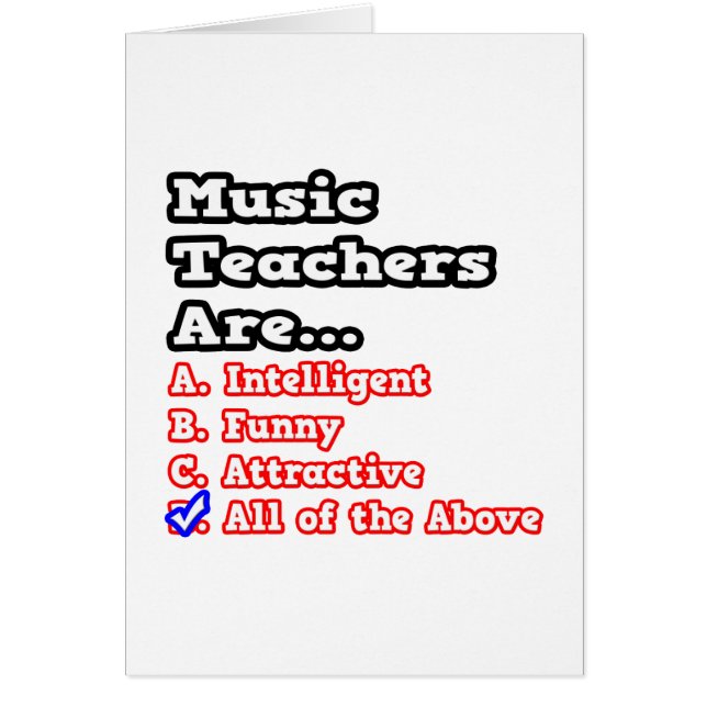 Music Teacher Quiz..Joke Hälsningskort (Framsidan)