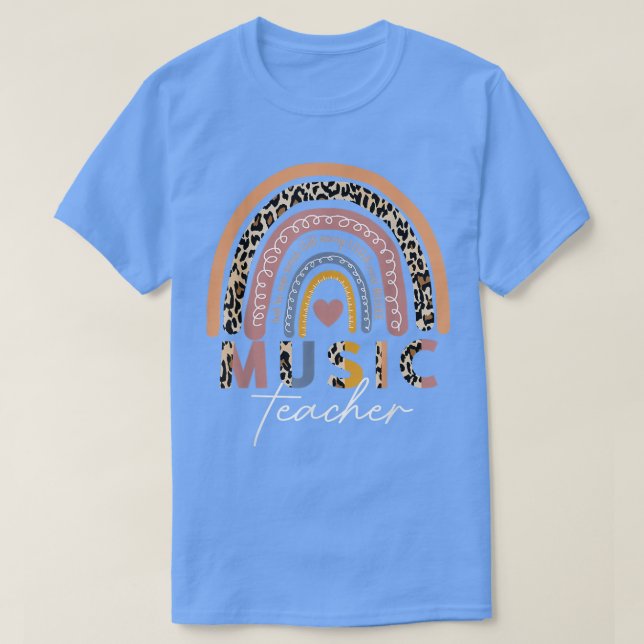 Music Teacher Rainbow Leopard Back to school T Shirt (Design framsida)