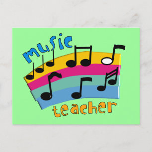Music Teacher Rainbow Notes-presentationer Vykort