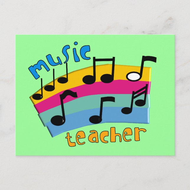 Music Teacher Rainbow Notes-presentationer Vykort (Framsida)