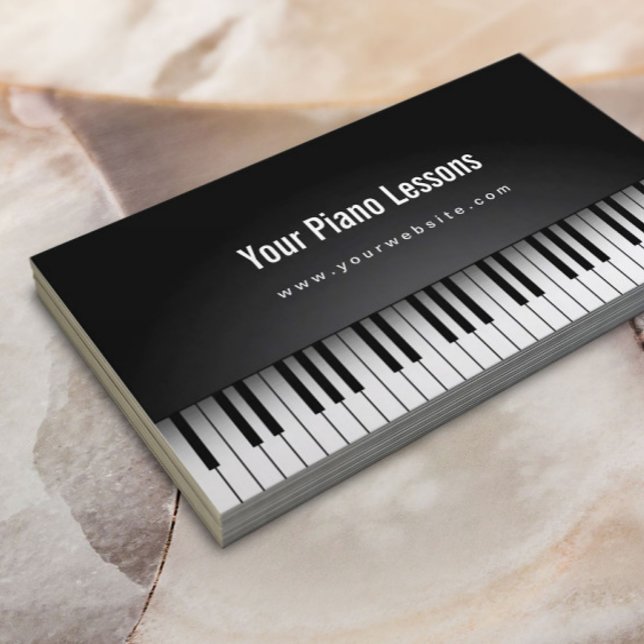 Music Teacher Realistic Black Piano Visitkort (Skapare uppladdad)