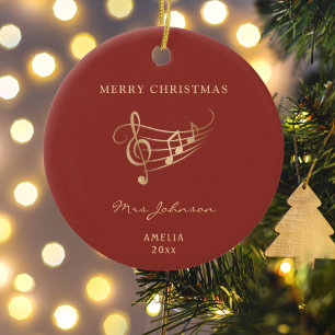 Music Teacher Red Guld Elegant jul Julgransprydnad Keramik