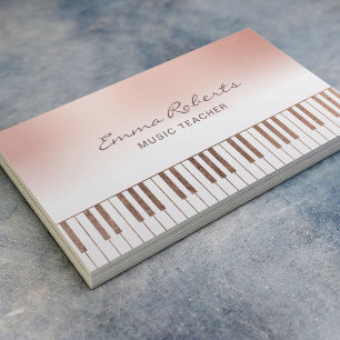 Music Teacher Ro Guld Pastel Piano Nycklar Musical Visitkort