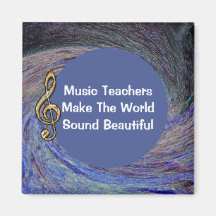 Music Teacher Tack Blue Spiral Swirl School Magnet