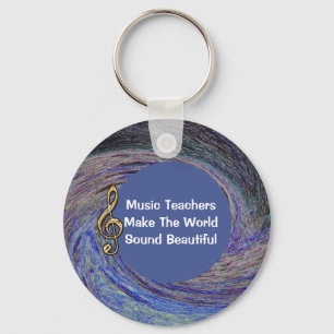 Music Teacher Tack Blue Spiral Swirl School Nyckelring