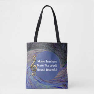 Music Teacher Tack Blue Spiral Swirl School Tygkasse