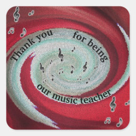 Music Teacher Tack Bright Swirl-utvärdering Fyrkantigt Klistermärke