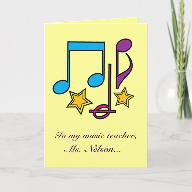 Music Teacher Tackkort och Stars (Framsida)