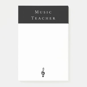 Music Teacher Treble Clef Black White Post-it Block