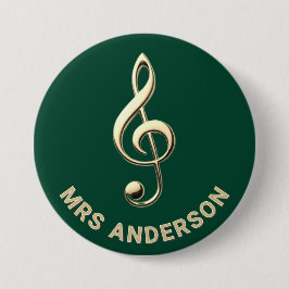 Music Teacher Treble Clef Green Personalized Name Knapp