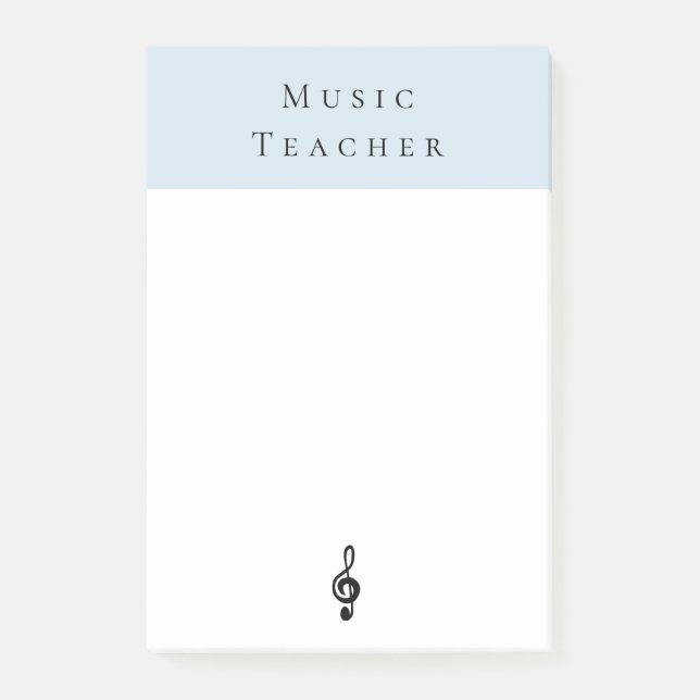 Music Teacher Treble Clef Simple Blue Post-it Block (Framsida)