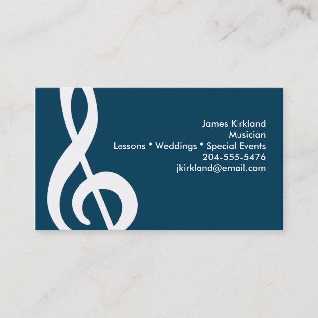 Music Teacher Treble Clef Studio Musician Visitkort (Framsida)