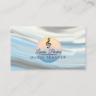 Music Teacher Treble Note Blue Ljud Vinkarare Visitkort