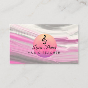 Music Teacher Treble Note Rosa Ljud Vinkarare Visitkort