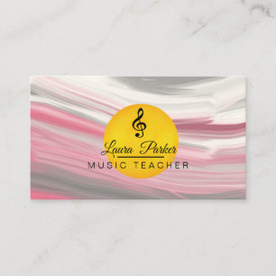 Music Teacher Treble Note Rosa Ljud Vinkarare Visitkort
