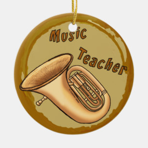 Music Teacher Tuba Premium Round Ornament