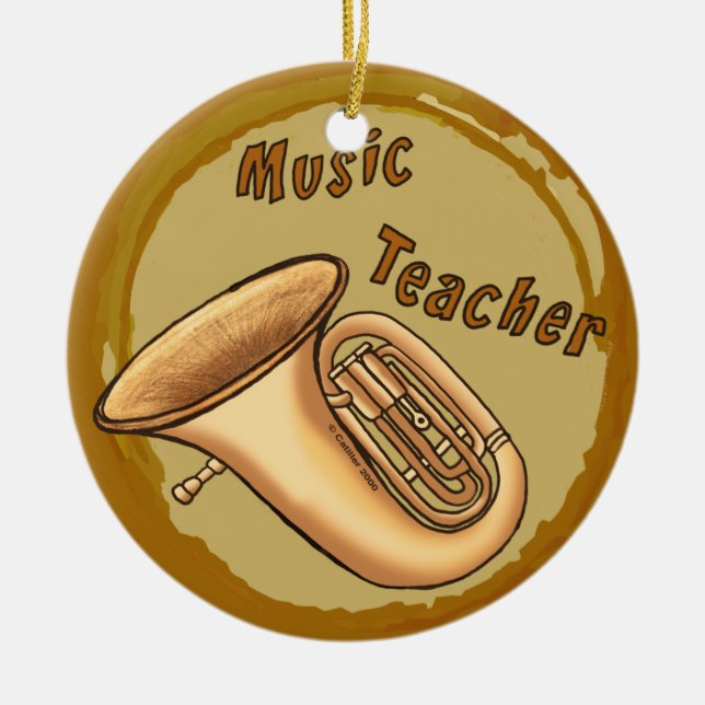 Music Teacher Tuba Premium Round Ornament (Framsidan)