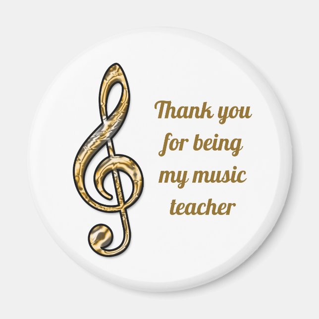 Music Teacher-uppskattning Guld Clef Tack Magnet (Framsidan)