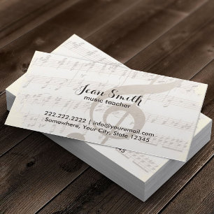 Music Teacher Vintage Musik noter Visitkort