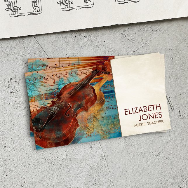 Music Teacher Violin Art Collage - blandade medier Visitkort (Skapare uppladdad)