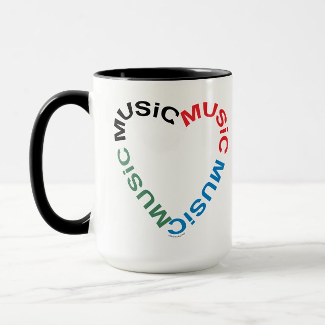Music Text Heart Mugg (Vänster)
