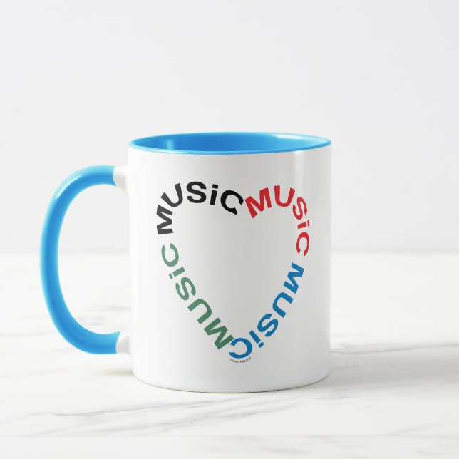 Music Text Heart Mugg (Vänster)