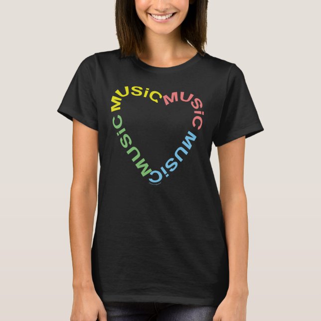 Music Text Heart T Shirt (Framsida)