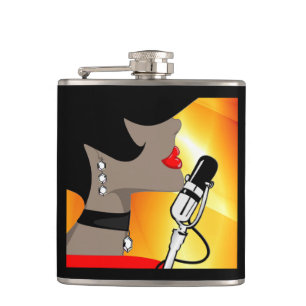 Music Theme Flask, African American Singer, Nighti Fickplunta